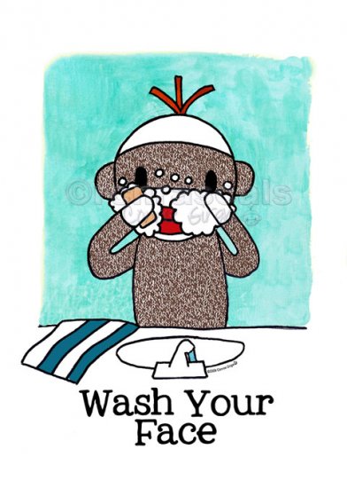 Sock Monkey Bath Room Reminders 5 x 7 (set of all 5) print prints