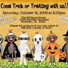 Sock Monkey Halloween Greeting or Invitation Card Design