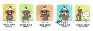 Sock Monkey Bathroom Series (4-5x7's - combined shipping)