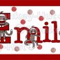 Sock Monkey Personalized Kid and Baby Wall Art 10x20 unframed