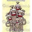 Sock Monkey Family Portrait PERSONALIZED Art Print 8x10 - your choice of number of children