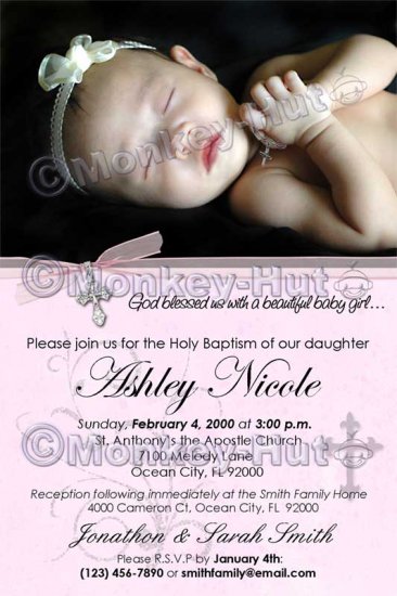 Baptism or Christening Personalized Custom Photo Invitation Baby Girl (DIGITAL)