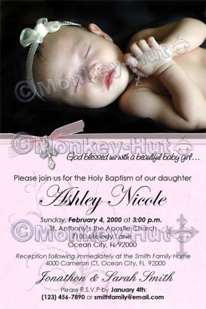 Baptism or Christening Personalized Custom Photo Invitation Baby Girl (DIGITAL)