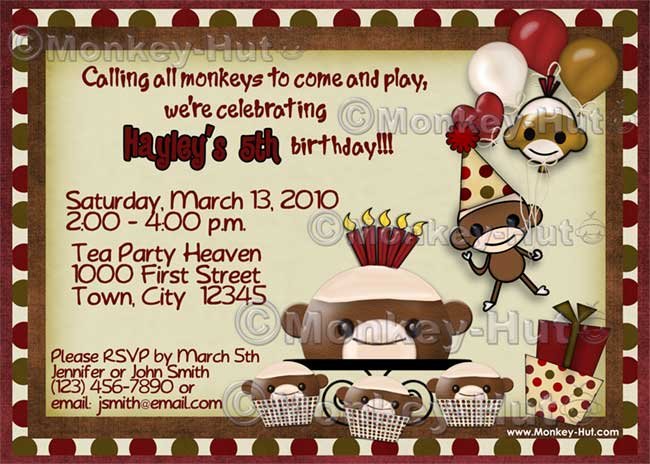 Sock Monkey Birthday Invitation (DIGITAL)