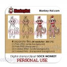 Sock Monkey Digital Stamp Clip Art - PERSONAL USE