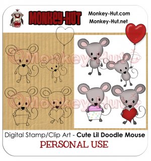 Clip Art / Digital Stamp Mouse Doodle CUTE - Personal Use