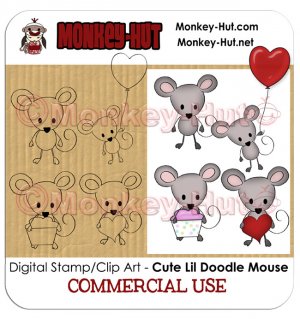 Clip Art / Digital Stamp Mouse Doodle CUTE - Commercial Use