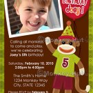 Sock Monkey Party Monkey Business Birthday Invitation (DIGITAL)