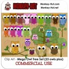 Owl Clip Art Set - Mega set - clipart trees branch COMMERCIAL USE