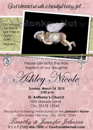 Baptism or Christening Personalized Custom Photo Invitation Baby Girl (DIGITAL)