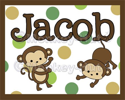 Monkey Monkeys Wall Art Name Print #2