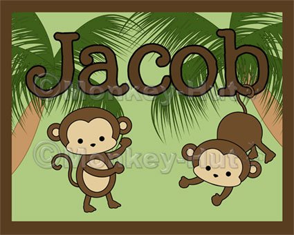Monkey Monkeys Wall Art Name Print #3