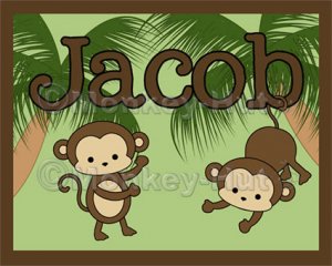 Monkey Monkeys Wall Art Name Print #3
