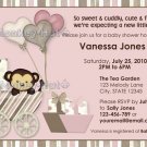 Monkey Baby Shower Invitation carriage pink MPP-P (DIGITAL)