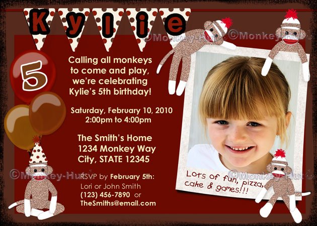 Sock Monkey sockmonkey Birthday Invitation (DIGITAL)