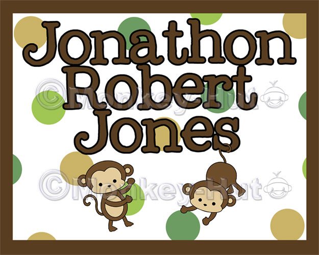 Monkey Monkeys Wall Art Name Print #2 (11"x14")