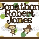 Monkey Monkeys Wall Art Name Print #2 (11"x14")