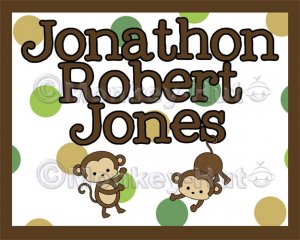 Monkey Monkeys Wall Art Name Print #2 (11"x14")