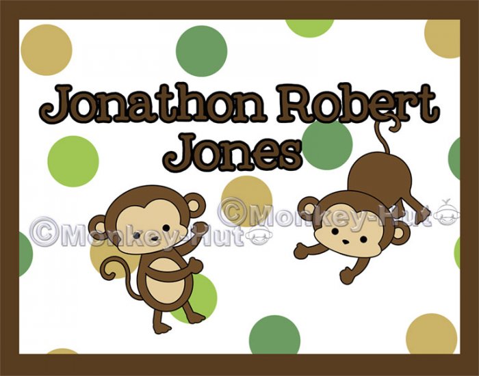 Monkey Monkeys Wall Art Name Print #2 (11"x14")