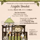 Jungle Monkey Baby Shower Invitation crib Original Beige/Green colors CA-C (DIGITAL)
