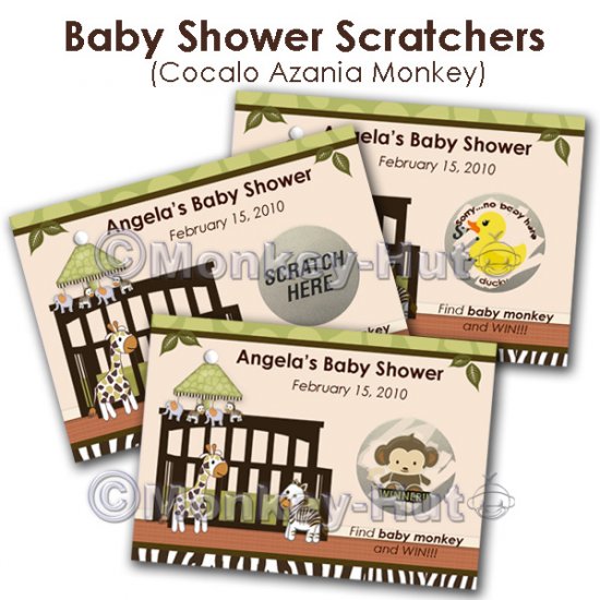 Jungle Monkey Baby Shower Scratch Off Card Ticket Game Favor - 40 personalized cards