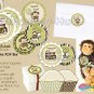 Jungle Monkey Baby Shower Tags (favor, cupcake topper) circle shape
