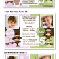 Sock Monkey Birthday TWINS Invitation invite Digital File (choose from 8)
