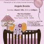 ELEPHANT Baby Shower invitation crib Orchid lavender/pink/purple CJE-O (DIGITAL)