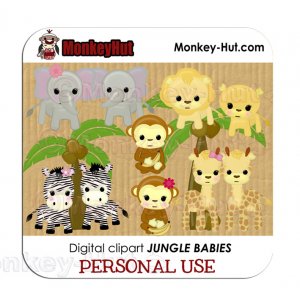 Adorable baby safari/jungle animals clip art