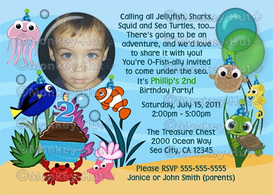 Ocean Under The Sea Birthday Party Invitation (DIGITAL)