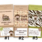 Monkey Personalized BABY SHOWER mini candy wrapper wrappers favor favors (CN jungle safari)
