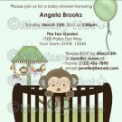 Monkey Baby Shower invitation crib Green CJ-G (DIGITAL)