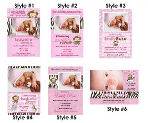 Monkey Baby Birth Announcements Orchid CJ Digital - select one