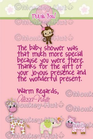 Jungle Jill Baby Shower Thank You Card Girl JJ (DIGITAL)