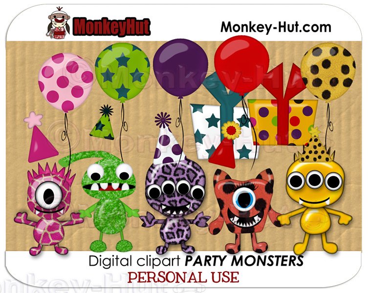 Cute little monster clip art kit