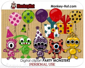Cute little monster clip art kit