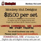 COMMERCIAL USE license fee for Monkey Hut digital clip art or digital stamp sets