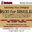COMMERCIAL USE license fee for Monkey Hut SINGLE digital clip art