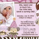 Monkey Birthday 1-year invitation Orchid (DIGITAL) - select style