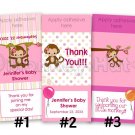 Monkey Personalized baby shower mini hershey candy wrapper favors (MM#2 Miss Monkey) DIGITAL