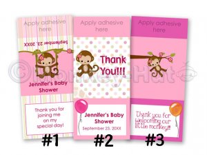 Monkey Personalized baby shower mini hershey candy wrapper favors (MM#2 Miss Monkey) DIGITAL