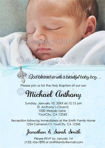 Baptism or Christening Personalized Custom Photo Invitation Baby BOY (DIGITAL)