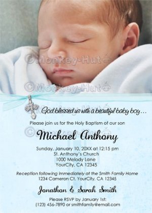 Baptism or Christening Personalized Custom Photo Invitation Baby BOY (DIGITAL)