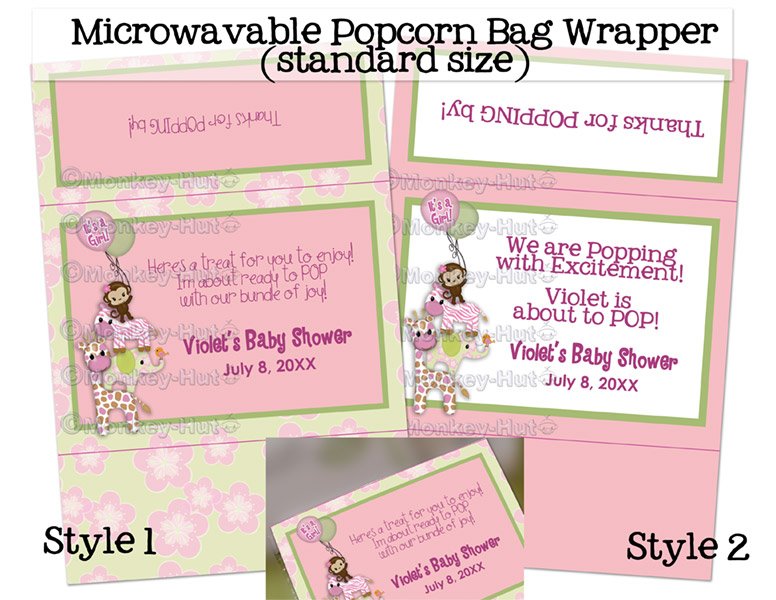 Jungle Jill Microwavable Popcorn Package Wrappers (Personalized Digital PDF file)