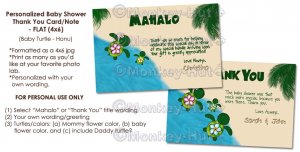 PERSONALIZED Baby Shower Honu (Baby Turtle) Thank You card FLAT 4x6 format (DIGITAL FILE)