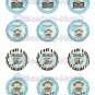 Monkey Crib Baby Shower Tags - BLUE (favor, cupcake topper) circle shapes