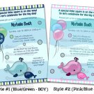 Little Baby Whale & Mommy Kiss Baby Shower invitation (DIGITAL)