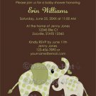 Green ELEPHANT Baby Shower Invitation Baby Kiss CE-G (DIGITAL)