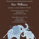 Blue ELEPHANT Baby Shower Invitation Baby Kiss CE-B (DIGITAL)