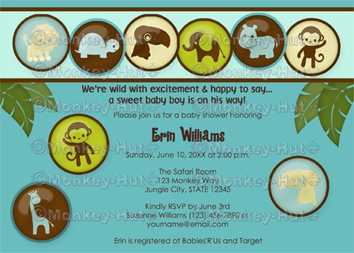 Safari Animals Baby Shower Invitation DDS (DIGITAL)